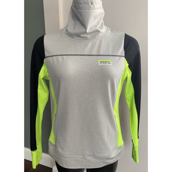 Pink Ultimate Victorias Secret Top Large Turtleneck Pullover Active Zip Pockets - Picture 1 of 8